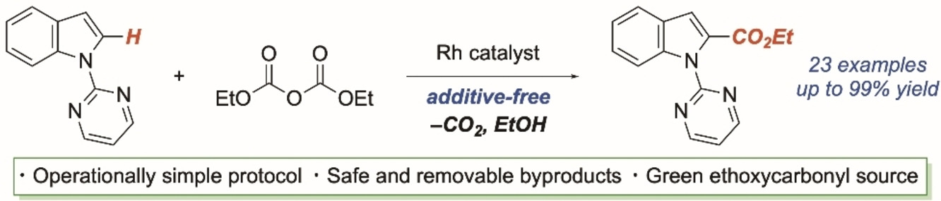 Rhodium-Catalyzed Additive-Free C−H Ethoxycarbonylation of (Hetero)Arenes with Diethyl Dicarbonate as a CO Surrogate
